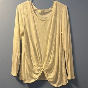 Women’s cream colored long sleeve business casual front cross blouse XL